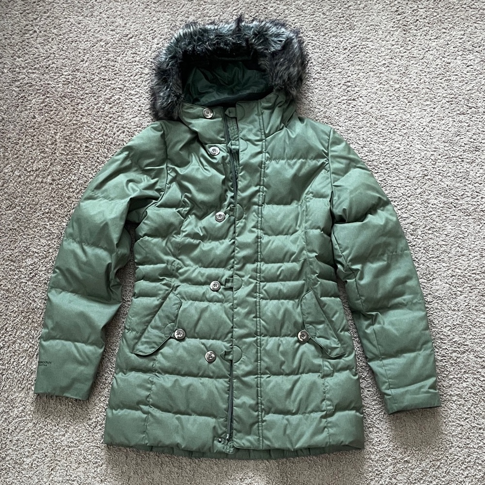 Berghaus Hydrodown Olive Puffer Jacket with Faux Fur Trim